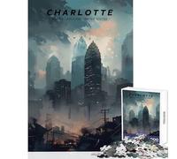 1000 Piece Jigsaw Puzzles- Charlotte Skyline Horizon Puzzles for Teenagers Difficult Hard Every Piece Is Unique - Toys Educational Games (50x75cm)