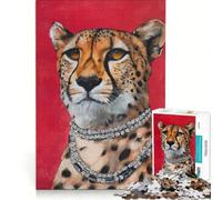1000 Piece Jigsaw Puzzles Cheetah with Diamonds, Educational Toy, Challenging To Complete, Unique Birthday And Xmas Gifts 50x75cm