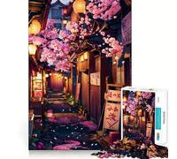 1000 Piece Jigsaw Puzzles Cherry Blossom Back Alley Accurate Joint Fun Thinking Game Play Peace Time Play Christmas Calm Gift (38x52cm)