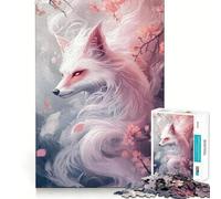 1000 Piece Jigsaw Puzzles Cherry Blossom Fox - Flawless Fit Art Mind Training Fun Rest Time Play Christmas Calm Gift (38x26cm)