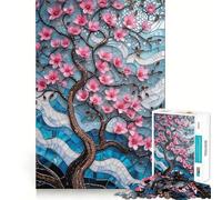 1000 Piece Jigsaw Puzzles Cherry Blossom Mosaic Art Flawless Fit Art Mind Training Fun Rest Time Play Christmas Calm Gift (50x75cm)