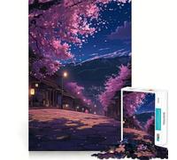 1000 Piece Jigsaw Puzzles Cherry Blossom Night Flawless Fit Art Mind Training Fun Rest Time Play Christmas Calm Gift (38x26cm)
