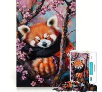 1000 Piece Jigsaw Puzzles Cherry Blossom Red Panda- Accurate Joint Fun Thinking Game Play Peace Time Play Christmas Calm Gift (38x26cm)