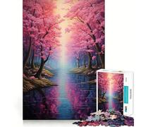 1000 Piece Jigsaw Puzzles Cherry Blossom Reflections Flawless Fit Art Mind Training Fun Rest Time Play Christmas Calm Gift (50x75cm)