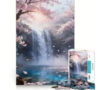 1000 Piece Jigsaw Puzzles Cherry Blossom Waterfall Accurate Joint Fun Thinking Game Play Peace Time Play Christmas Calm Gift (38x52cm)