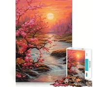 1000 Piece Jigsaw Puzzles Cherry Blossom Waterfall Accurate Joint Fun Thinking Game Play Peace Time Play Christmas Calm Gift (50x75cm)