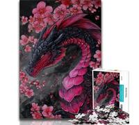 1000 Piece Jigsaw Puzzles Cherry Blossoms Japanese Dragon Teenager Jigsaw,Brain Intelligence Challenge Addictive Toys for Home Decoration (size 38x26cm)