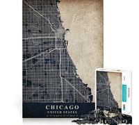 1000 Piece Jigsaw Puzzles Chicago United States Flawless Fit Art Mind Training Fun Rest Time Play Christmas Calm Gift (38x26cm)