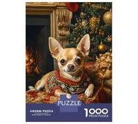 1000 Piece Jigsaw Puzzles- Chihuahua Christmas Portrait Chihuahua in Sweater Jigsaw Puzzle Brain Teaser Game Wall Decoration Deal As Gifts for The Whole Family 70x50cm/1000pcs