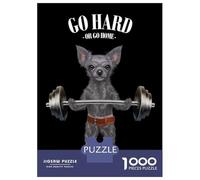 1000-piece Jigsaw Puzzles Chihuahua Weightlifting Adult Jigsaw Puzzle Hands-on Game Difficult Challenge Parent-child Interaction 70x50cm/1000pcs