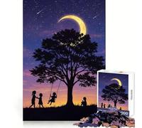 1000 Piece Jigsaw Puzzles- Children Under The Moonlit Tree Precise Cut Art Mental Focus Game Leisure Time Fun Birthday Game Gift (50x75cm)