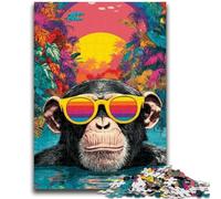 1000 Piece Jigsaw Puzzles Chimpanzees at The Beach 1000 Piece Puzzle,Artistic Wall Decor & Birthday Gift Idea for Friends, Home Office (38x26cm)