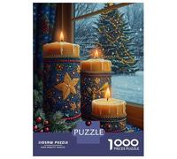 1000 Piece Jigsaw Puzzles- Christmas Candles by Window Jigsaw Puzzle Brain Teaser Game Wall Decoration Deal As Gifts for The Whole Family 38x26cm/1000pcs