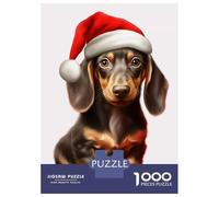1000 Piece Jigsaw Puzzles- Christmas Dachshund Jigsaw for Adults Brain Teaser Game Difficult Challenge Stress Reduction Gifts 52x38cm/1000pcs