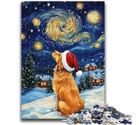 1000 Piece Jigsaw Puzzles Christmas Golden Retriever Puzzles for Teenagers,Learning Educational Toys Family Games Gifts for Friends And Family (50x75cm)