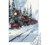 1000 Piece Jigsaw Puzzles- Christmas Train Decorations Jigsaw for Adults Brain Teaser Game Difficult Challenge Stress Reduction Gifts 38x26cm/1000pcs