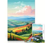 1000-piece Jigsaw Puzzles Colorful Fields Italy Art Clean Fit Decor Logic Fun Toy Cozy Time Play Christmas Art Piece (38x26cm)