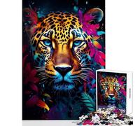 1000 Piece Jigsaw Puzzles Colorful Wildlife Leopard Educational Toy Great Gift for Educational Game Suitable for Desktop Decoration Size 38x26cm
