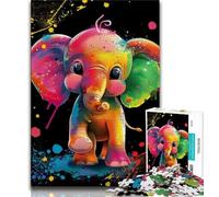 1000 Piece Jigsaw Puzzles Colourful Baby Elephants Teenager Jigsaw,Brain Intelligence Challenge Addictive Toys for Home Decoration (size 75x50cm)