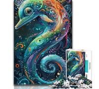 1000 Piece Jigsaw Puzzles Colourful Dolphins Teenager Jigsaw,Brain Intelligence Challenge Addictive Toys for Home Decoration (size 38x26cm)