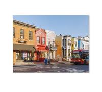 1000 Piece Jigsaw Puzzles ,Colourful Houses and Bus on Wisconsin Street - Georgetown, Washington, D.C., Difficult Puzzle Fun Creative DIY Toys Gifts for Girls And Boys, Family Games(38x26cm)-Y70