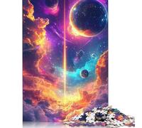 1000 Piece Jigsaw Puzzles Cosmic Beam Neon Space Planets Clouds Nature Jigsaw Puzzles for Adults Paperboard Puzzles Challenging To Complete But Fun And Humorous 38x26cm/1000pcs