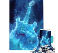1000 Piece Jigsaw Puzzles Cosmic Blue Electric Guita Difficult And Challenge Difficult Hard Practical Game for And 14 Years And over (38X52CM)