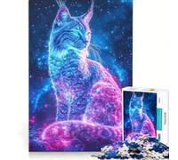 1000 Piece Jigsaw Puzzles Cosmic Lynx, Educational Toy, Hand Speed Race, with Fully Interlocking Randomly Shaped Pieces 38x26cm