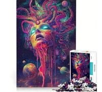 1000 Piece Jigsaw Puzzles Cosmic Medusa, Educational Toy, Hand Speed Race, with Fully Interlocking Randomly Shaped Pieces 38x26cm