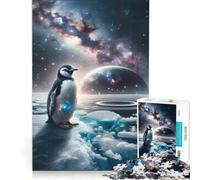 1000 Piece Jigsaw Puzzles Cosmic Penguin, Educational Toy, Hand Speed Race, with Fully Interlocking Randomly Shaped Pieces 38x52cm