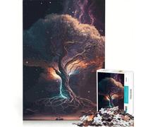 1000 Piece Jigsaw Puzzles Cosmic Tree Of Life, Educational Toy, Hand Speed Race, with Fully Interlocking Randomly Shaped Pieces 50x75cm