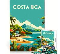 1000-piece Jigsaw Puzzles Costa Rica Travel Poster Clean Fit Decor Logic Fun Toy Cozy Time Play Christmas Art Piece (38x52cm)