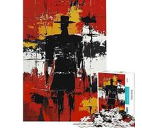 1000 Piece Jigsaw Puzzles Cowboy Abstract Art Difficult And Challenge Difficult Hard Practical Game for And 14 Years And over (38X52CM)
