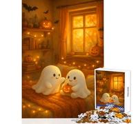 1000-piece Jigsaw Puzzles Cozy Halloween Ghosts Jigsaw Puzzles for Teenagers Difficult Challenge Fun Activities at Home Toy Intellectual Game (50x75cm)