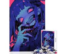 1000 Piece Jigsaw Puzzles Creepy Anime Girl Jigsaw Puzzles for Adults Difficult Hard Fun Activities at Home Birthday Present, Gifts, (38x52cm)