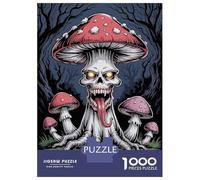 1000 Piece Jigsaw Puzzles- Creepy Mushroom Skull in Dark Forest Jigsaw for Adults Brain Teaser Game Difficult Challenge Stress Reduction Gifts 38x26cm/1000pcs