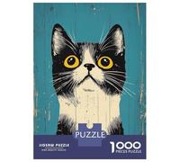 1000-piece Jigsaw Puzzles Curious Vintage Cat Portrait Adult Jigsaw Puzzle Hands-on Game Difficult Challenge Parent-child Interaction 70x50cm/1000pcs