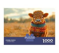 1000-piece Jigsaw Puzzles Cute Calf in Knitted Scarf Adult Jigsaw Puzzle Hands-on Game Difficult Challenge Parent-child Interaction 38x26cm/1000pcs