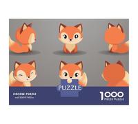 1000 Piece Jigsaw Puzzles- Cute Cartoon Fox Character Jigsaw for Adults Brain Teaser Game Difficult Challenge Stress Reduction Gifts 52x38cm/1000pcs
