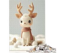 1000 Piece Jigsaw Puzzles Cute Christmas Reindeer Puzzle for Adults Woodenboard Puzzles Interesting Stress Reduction Jigsaw Puzzles 1000pcs (75x50cm)