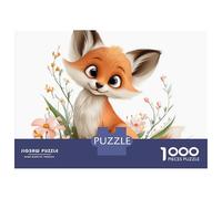 1000-piece Jigsaw Puzzles Cute Fox with Flowers Adult Jigsaw Hands-on Game A Work of Art Unique Gifts for Birthday And Christmas 70x50cm/1000pcs