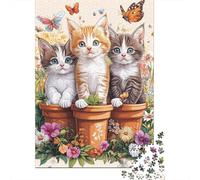 1000 Piece Jigsaw Puzzles Cute Kitten Puzzles for Adults Wooden Puzzles Educational Game for Adult Child 1000pcs (75x50cm)