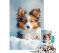 1000 Piece Jigsaw Puzzles Cute Shetland Sheepdog Puppy Fun at Home Activities, Wall Decoration Practical Game for And 14 Years And over (50X75CM)