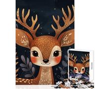 1000 Piece Jigsaw Puzzles Cute Whimsical Deer Educational Toy Great Gift for Educational Game Suitable for Desktop Decoration Size 38x52cm