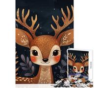 1000 Piece Jigsaw Puzzles Cute Whimsical Deer Educational Toy Great Gift for Educational Game Suitable for Desktop Decoration Size 50x75cm