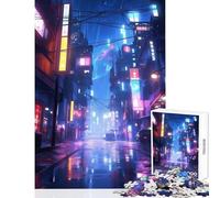 1000 Piece Jigsaw Puzzles Cyberpunk Night City Style Fun Peaceful Family Home Activity Heartwarming Festive Present Choice (38X26cm)