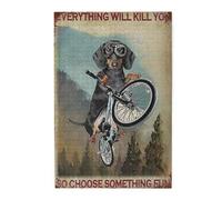 1000 Piece Jigsaw Puzzles Dachshund Dog Cycling Poster Vintage Everything Will Kill You So Choose Something Fun Puzzles