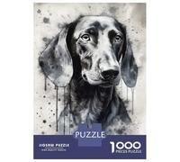 1000 Piece Jigsaw Puzzles- Dachshund Dog Watercolor Jigsaw Puzzle Brain Teaser Game Wall Decoration Deal As Gifts for The Whole Family 38x26cm/1000pcs