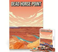 1000 Piece Jigsaw Puzzles- Dead Horse Point State Park Vintage Travel Poster Precise Cut Art Mental Focus Game Leisure Time Fun Birthday Game Gift (50x75cm)