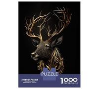 1000-piece Jigsaw Puzzles Deer Black Gold Adult Jigsaw Puzzle Hands-on Game Difficult Challenge Parent-child Interaction 38x26cm/1000pcs